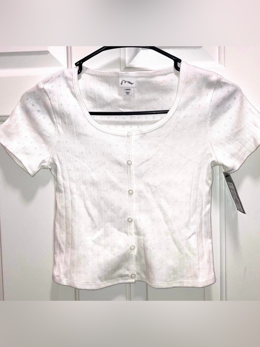 Art Class Girls Faux Button Down White Top Shirt Size L (10/12) New